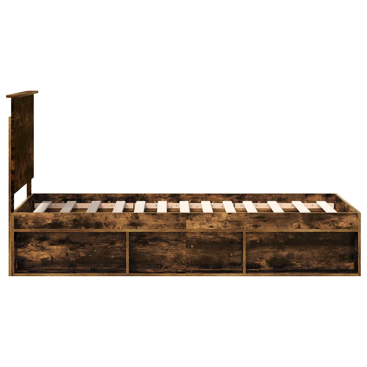 vidaXL Bed Frame with Headboard Smoked Oak 75 x 190 cm Solid Pine Wood