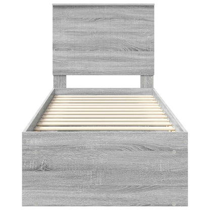 vidaXL Bed Frame Grey Sonoma 75 x 190 cm Solid Pine Wood
