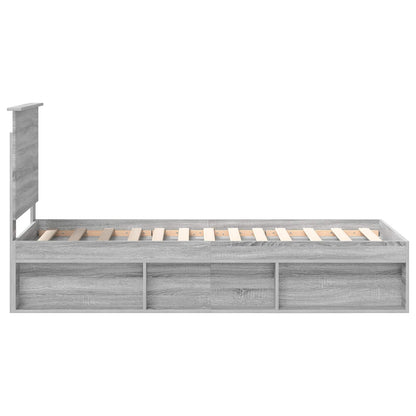 vidaXL Bed Frame Grey Sonoma 75 x 190 cm Solid Pine Wood