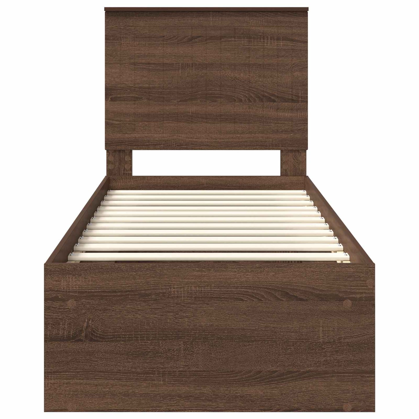 vidaXL Bed Frame with Headboard Brown Oak 75 x 190 cm Solid Pine Wood