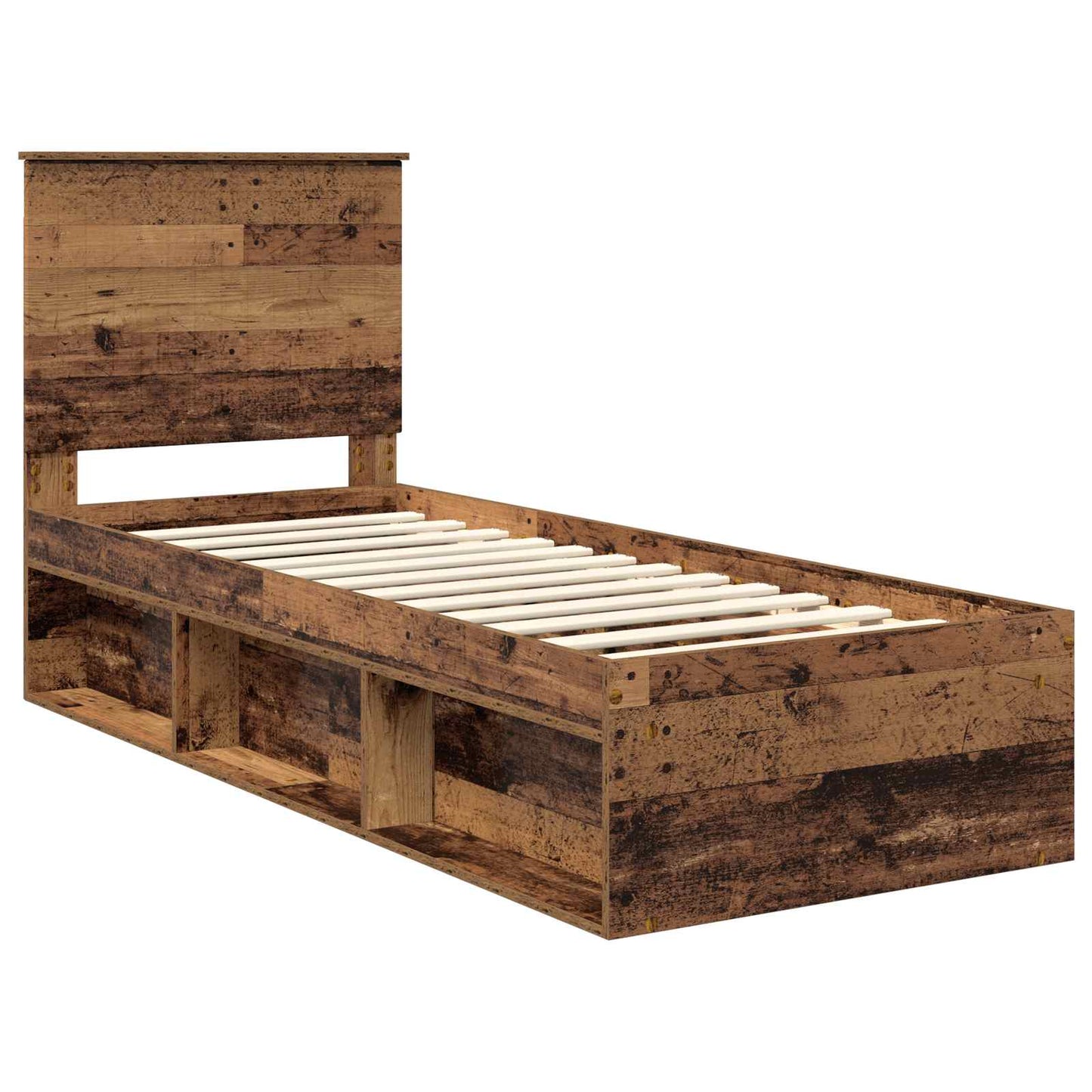 vidaXL Bed Frame with Headboard Old Wood 75 x 190 cm Solid Pine Wood