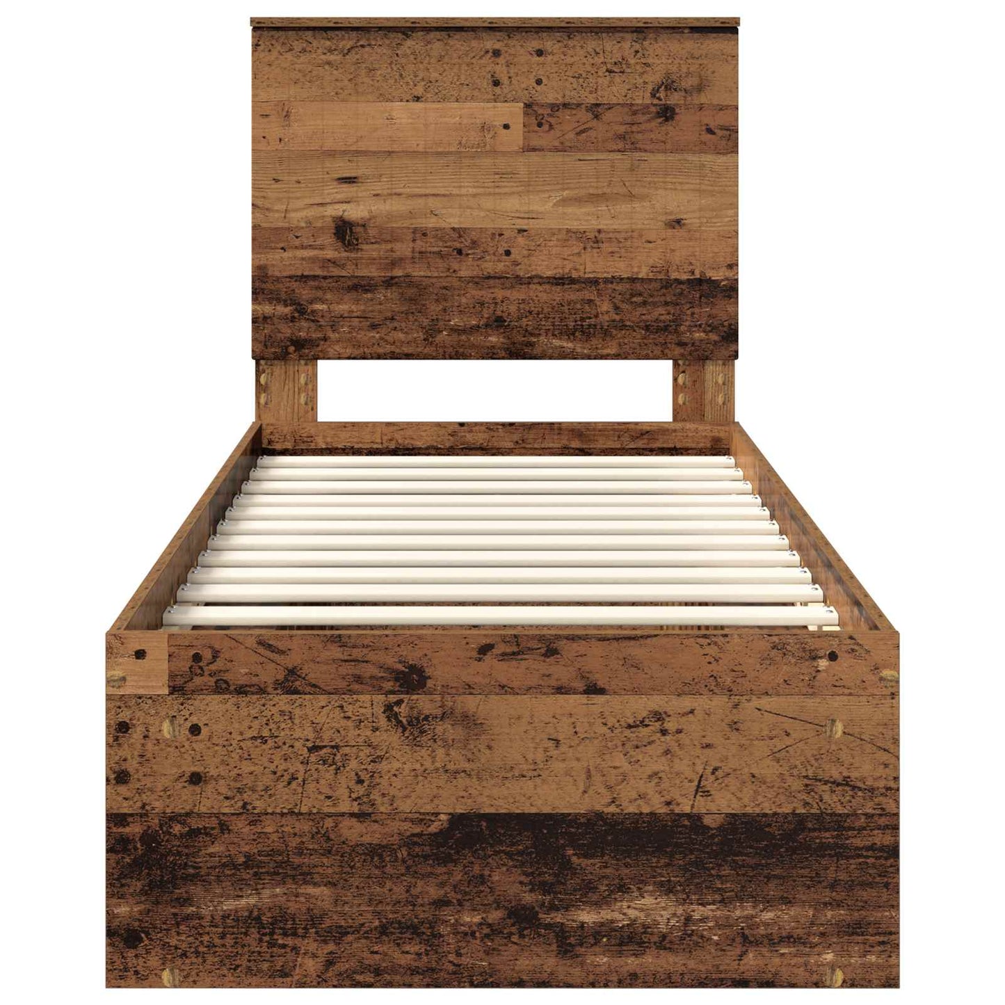vidaXL Bed Frame with Headboard Old Wood 75 x 190 cm Solid Pine Wood