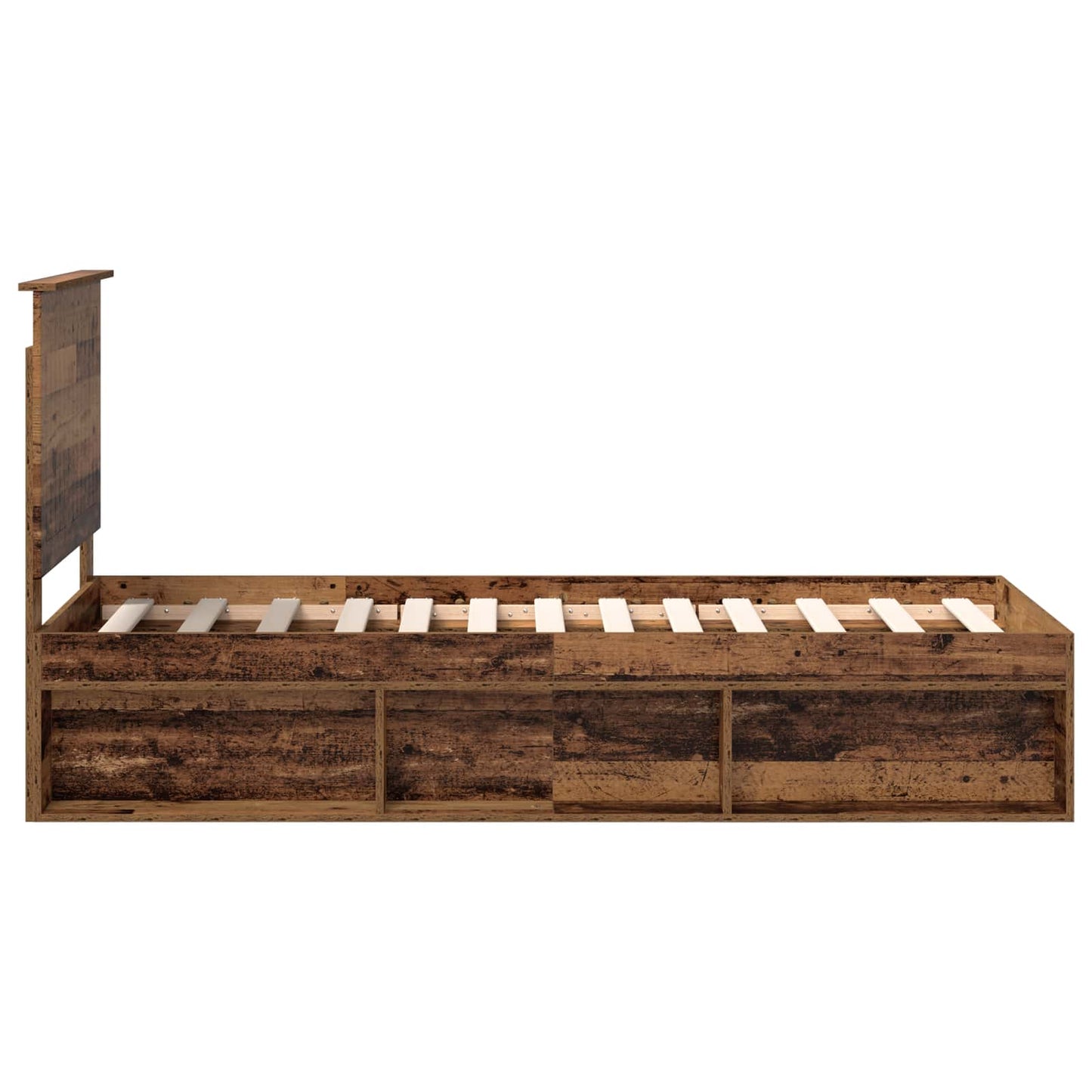 vidaXL Bed Frame with Headboard Old Wood 75 x 190 cm Solid Pine Wood