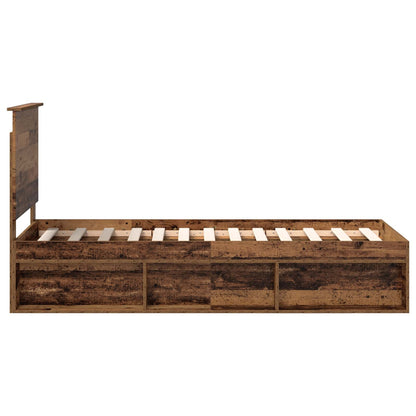 vidaXL Bed Frame with Headboard Old Wood 75 x 190 cm Solid Pine Wood