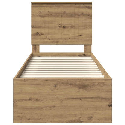 vidaXL Bed Frame Artisian Oak 75 x 190 cm Solid Pine Wood