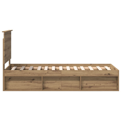 vidaXL Bed Frame Artisian Oak 75 x 190 cm Solid Pine Wood