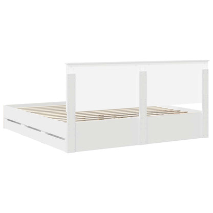 vidaXL Bed Frame with Drawer White 200 x 200 cm Engineer Wood