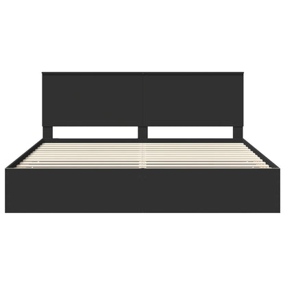 vidaXL Bed Frame with Drawer Black 200 x 200 cm Engineer Wood