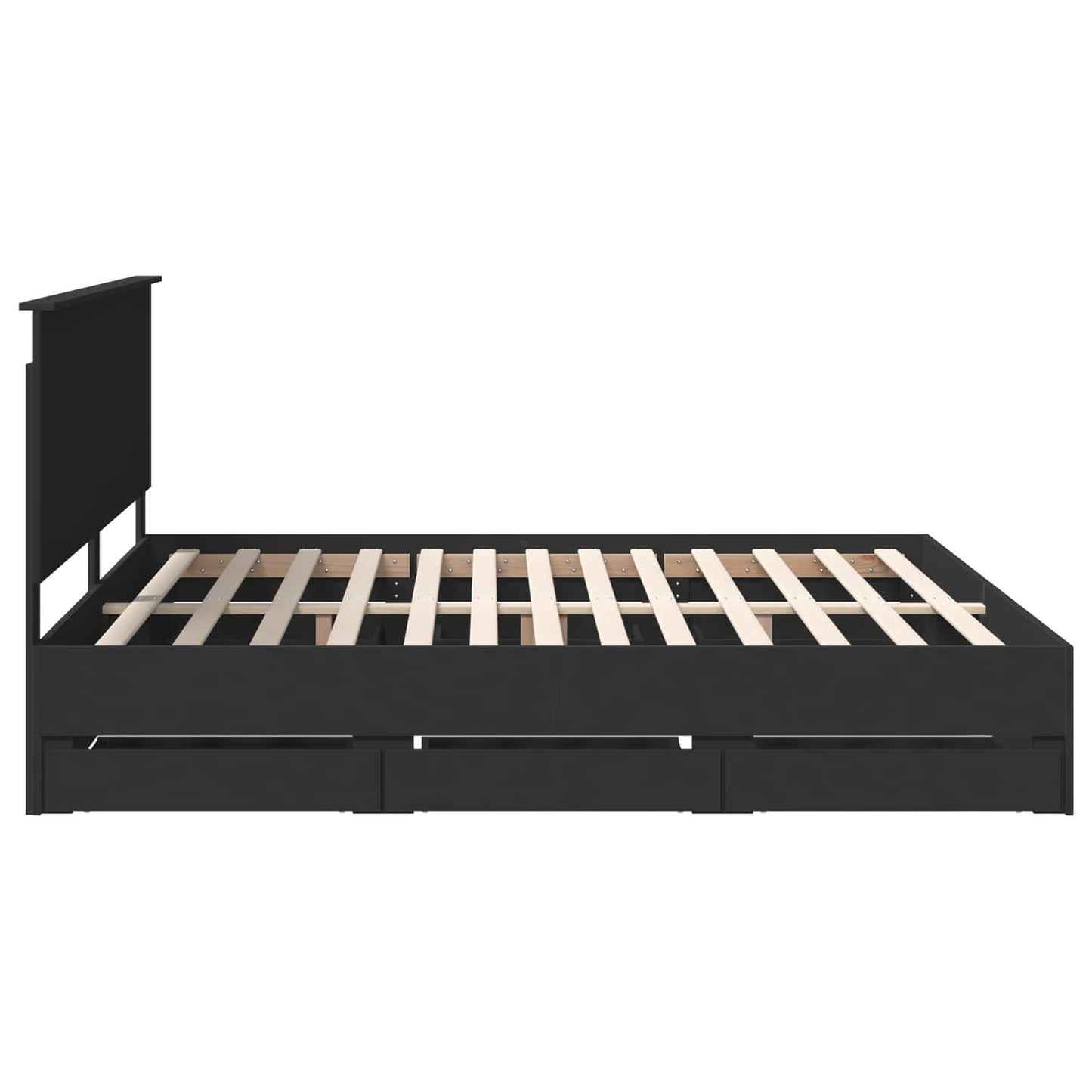 vidaXL Bed Frame with Drawer Black 200 x 200 cm Engineer Wood