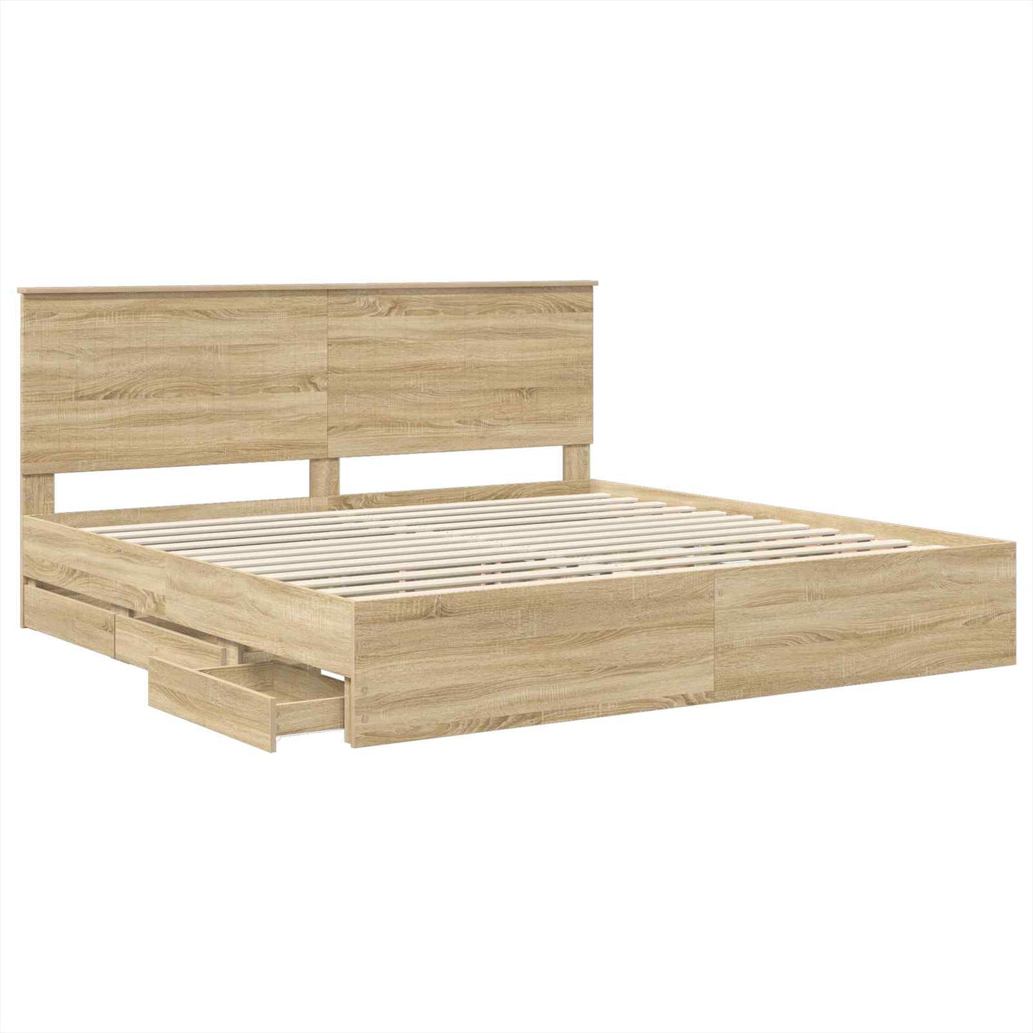 vidaXL Bed Frame with Drawer Sonoma Oak 200 x 200 cm Engineer Wood