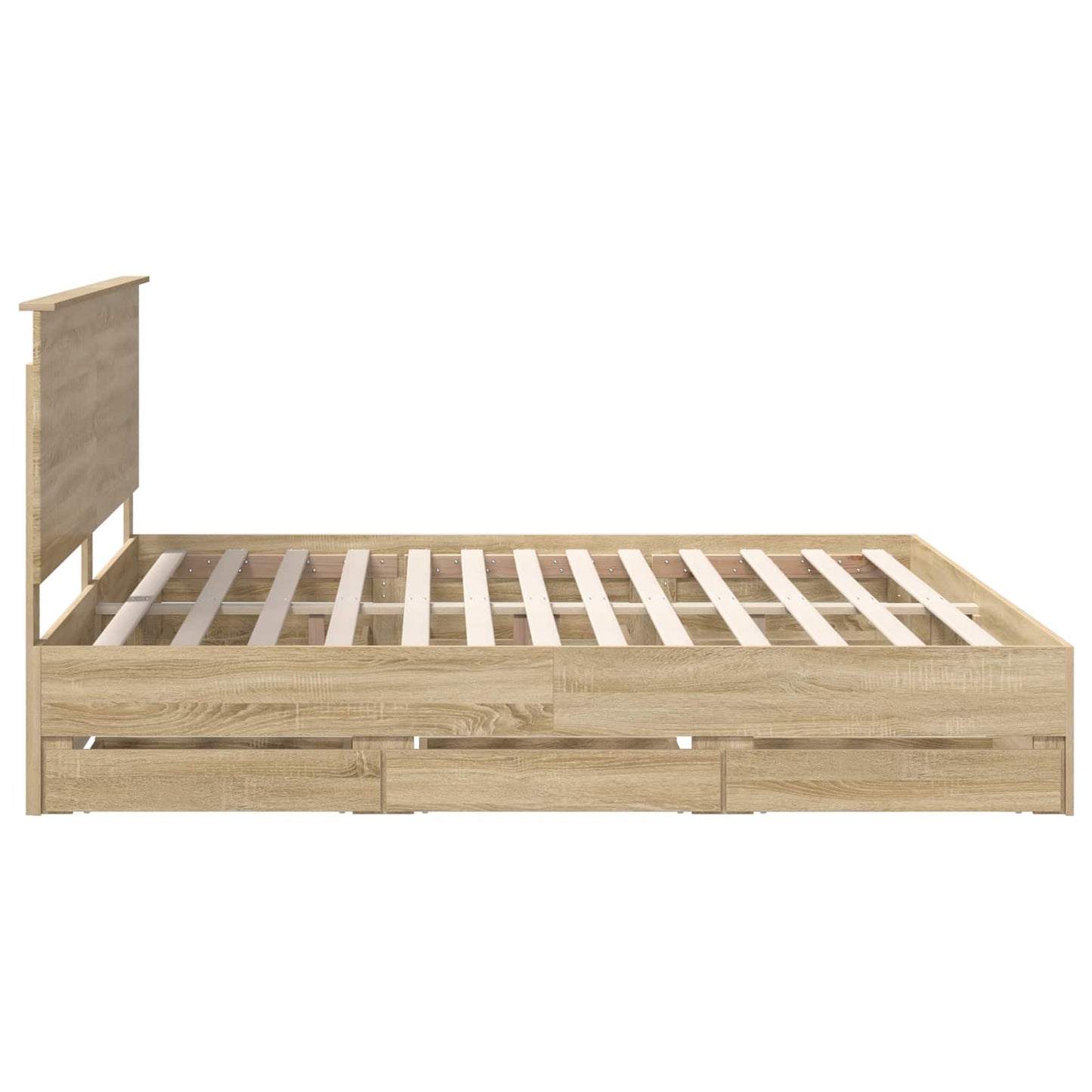 vidaXL Bed Frame with Drawer Sonoma Oak 200 x 200 cm Engineer Wood