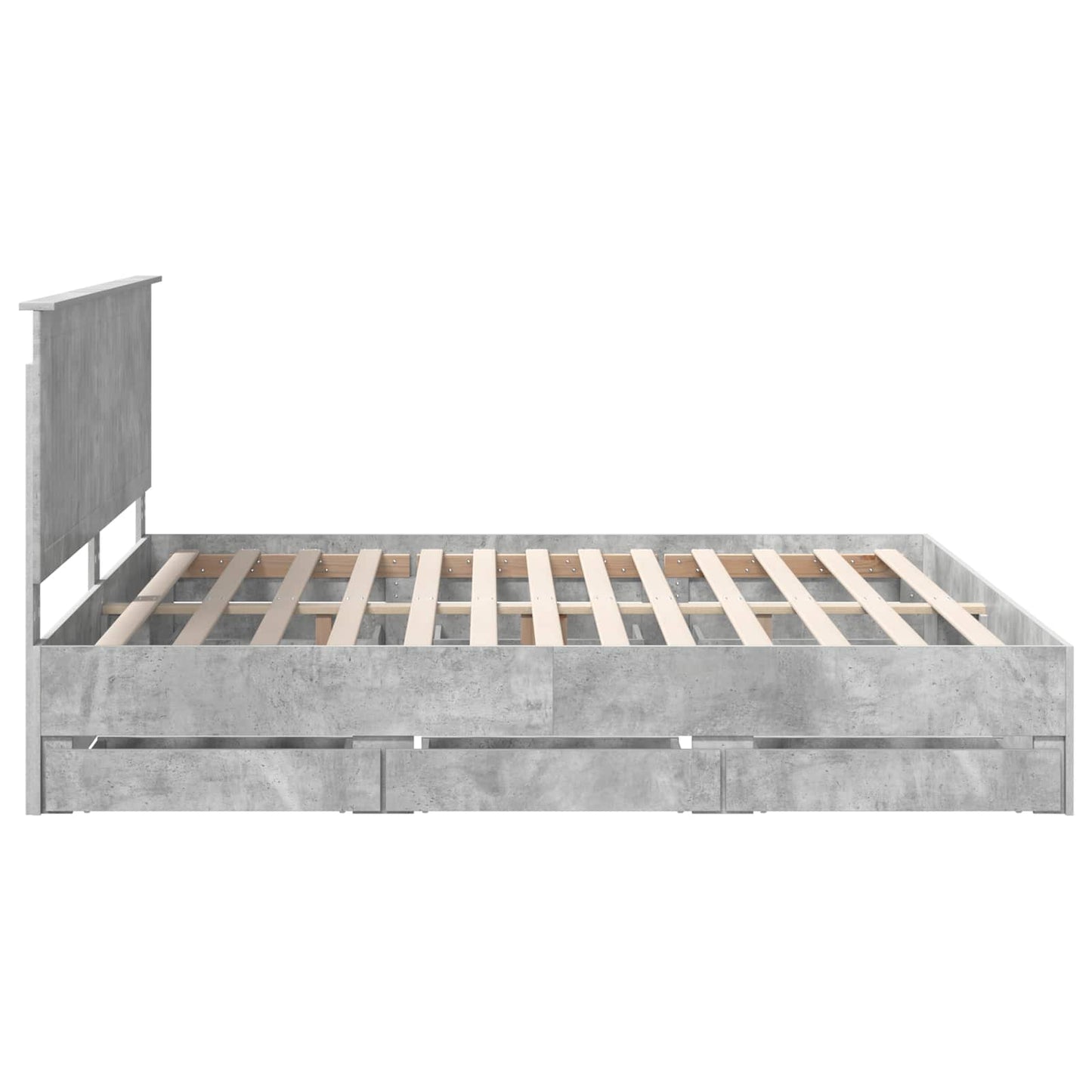 vidaXL Bed Frame with Drawer Concrete Grey 200 x 200 cm Engineer Wood