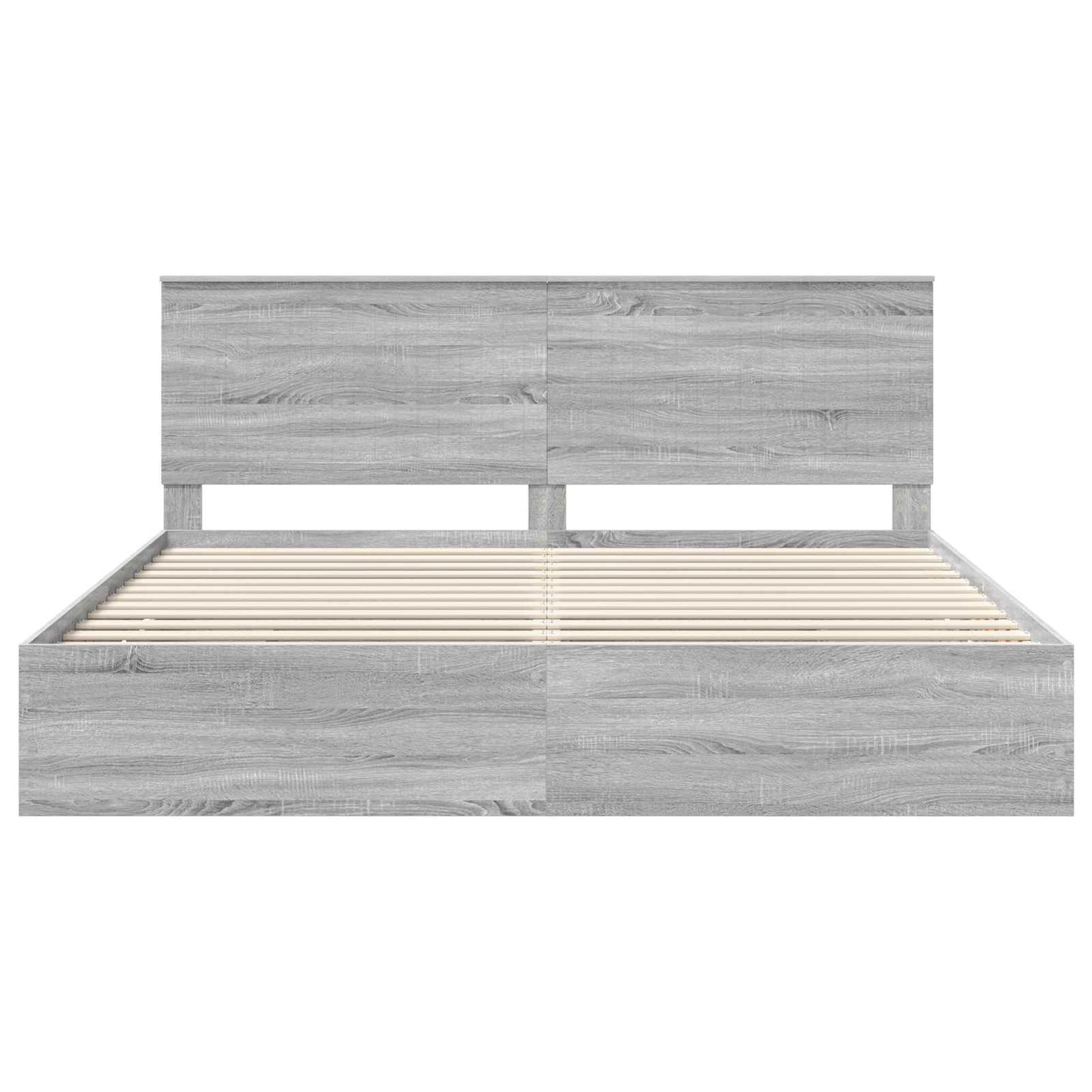 vidaXL Bed Frame with Drawer Grey Sonoma 200 x 200 cm Engineer Wood
