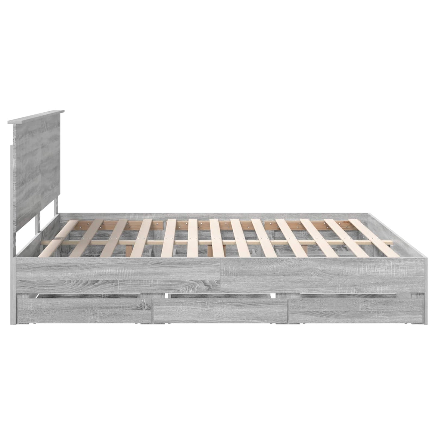 vidaXL Bed Frame with Drawer Grey Sonoma 200 x 200 cm Engineer Wood