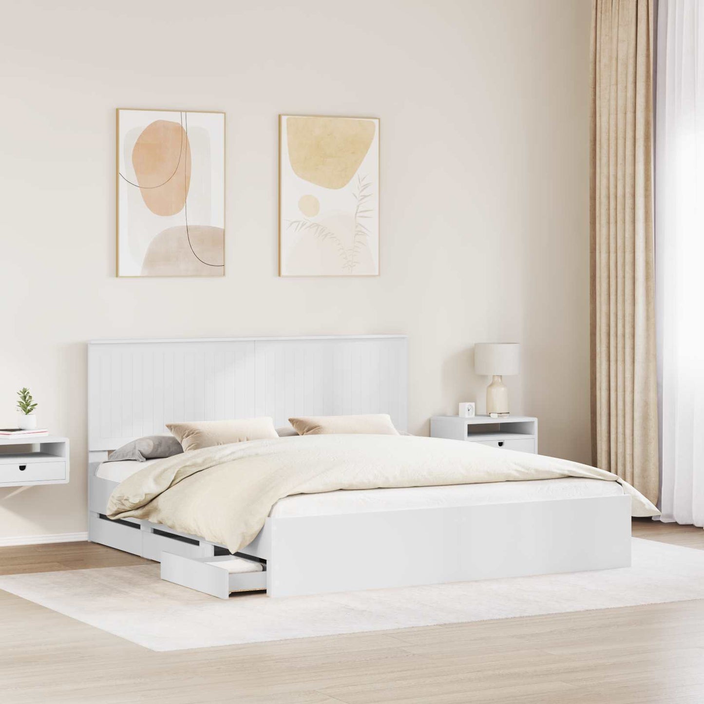 vidaXL Bed Frame with Drawer White 180 x 200 cm Engineer Wood