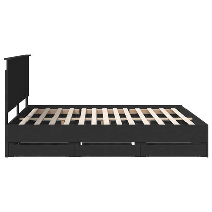 vidaXL Bed Frame with Drawer Black 180 x 200 cm Engineer Wood