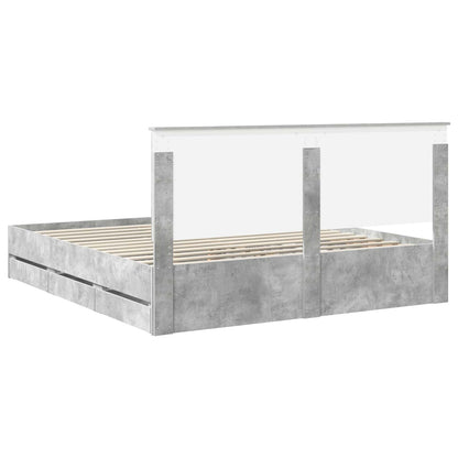 vidaXL Bed Frame with Drawer Concrete Grey 180 x 200 cm Engineer Wood