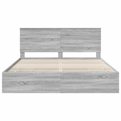 vidaXL Bed Frame with Drawer Grey Sonoma 180 x 200 cm Engineer Wood