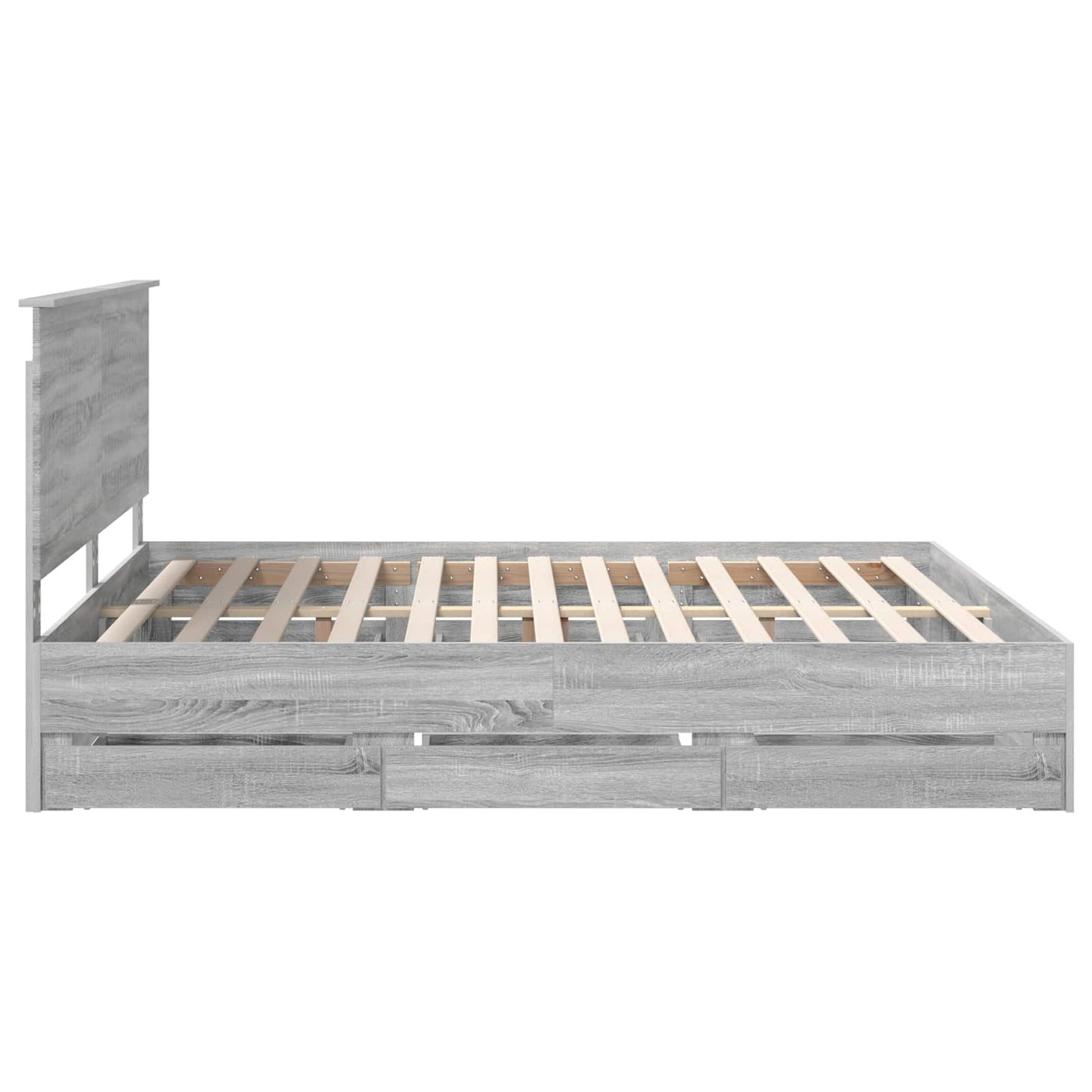 vidaXL Bed Frame with Drawer Grey Sonoma 180 x 200 cm Engineer Wood