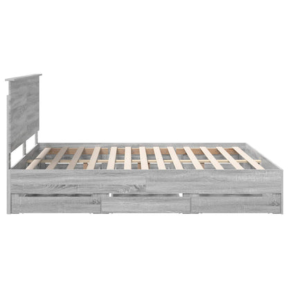 vidaXL Bed Frame with Drawer Grey Sonoma 180 x 200 cm Engineer Wood