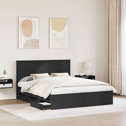 vidaXL Bed Frame with Drawer Black 160 x 200 cm Engineer Wood