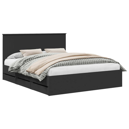 vidaXL Bed Frame with Drawer Black 160 x 200 cm Engineer Wood