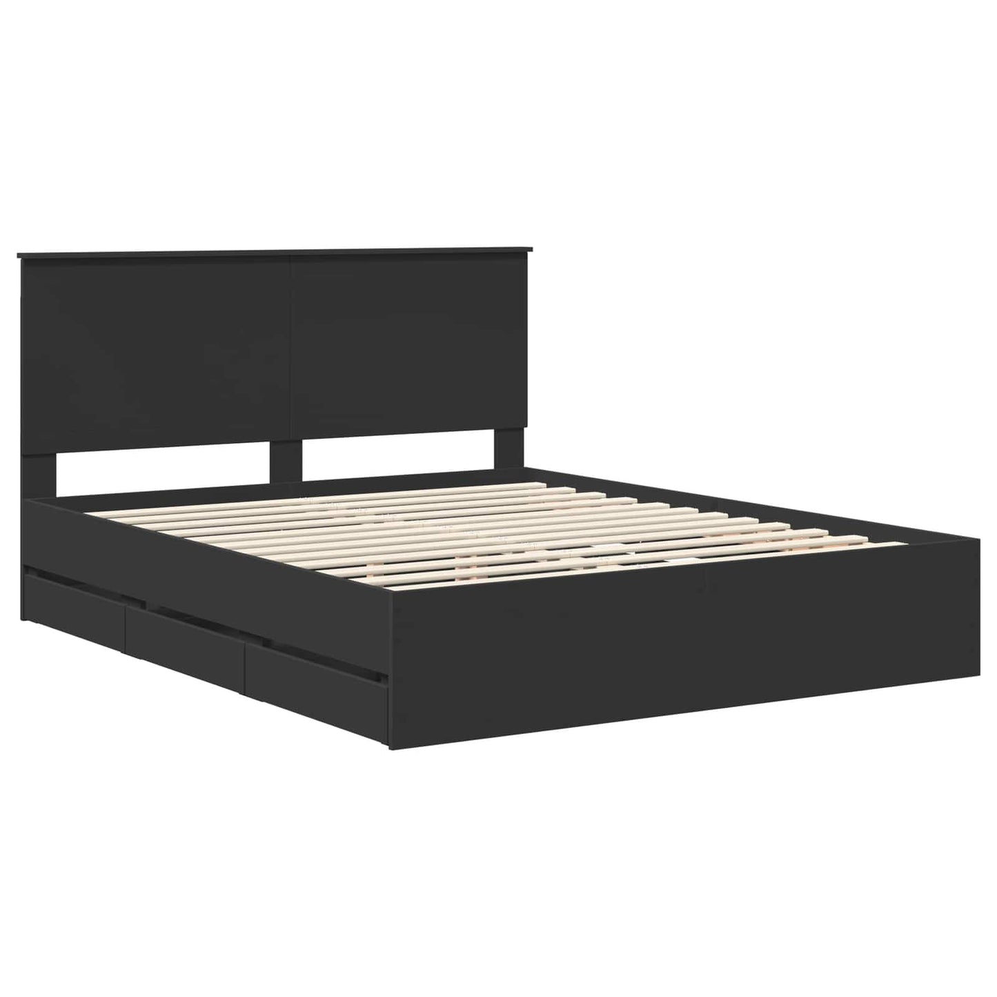 vidaXL Bed Frame with Drawer Black 160 x 200 cm Engineer Wood
