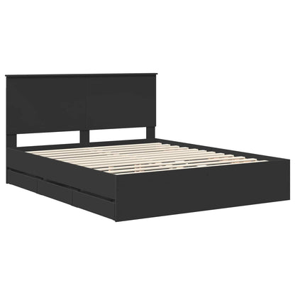 vidaXL Bed Frame with Drawer Black 160 x 200 cm Engineer Wood