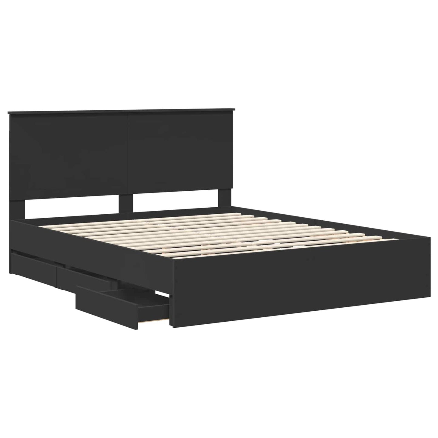 vidaXL Bed Frame with Drawer Black 160 x 200 cm Engineer Wood