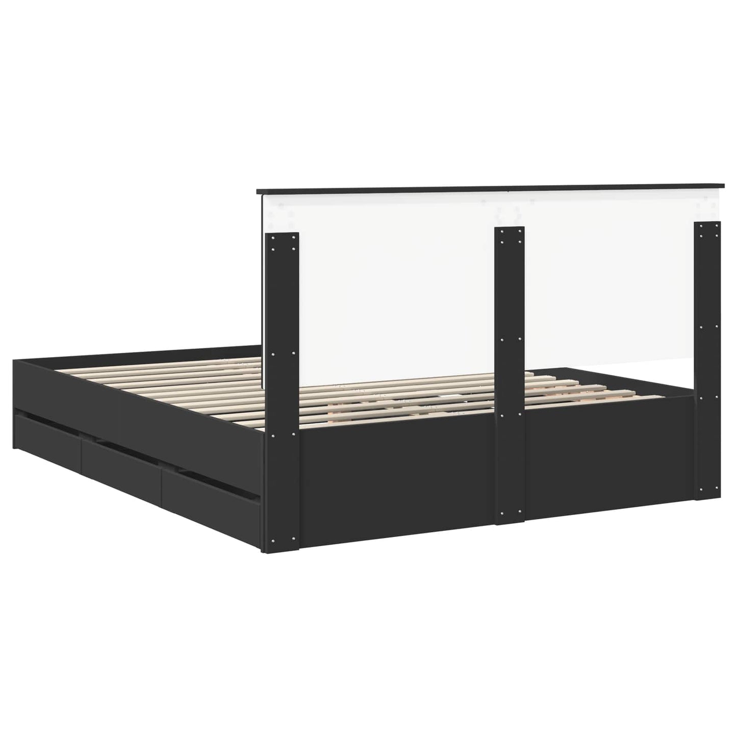 vidaXL Bed Frame with Drawer Black 160 x 200 cm Engineer Wood
