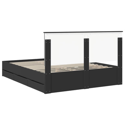 vidaXL Bed Frame with Drawer Black 160 x 200 cm Engineer Wood