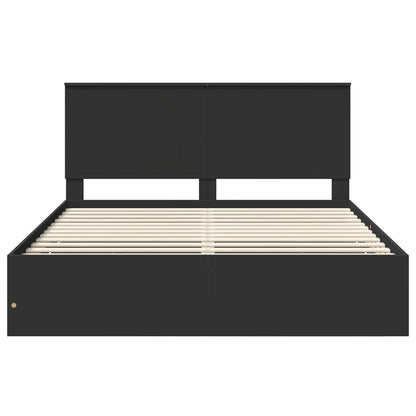 vidaXL Bed Frame with Drawer Black 160 x 200 cm Engineer Wood