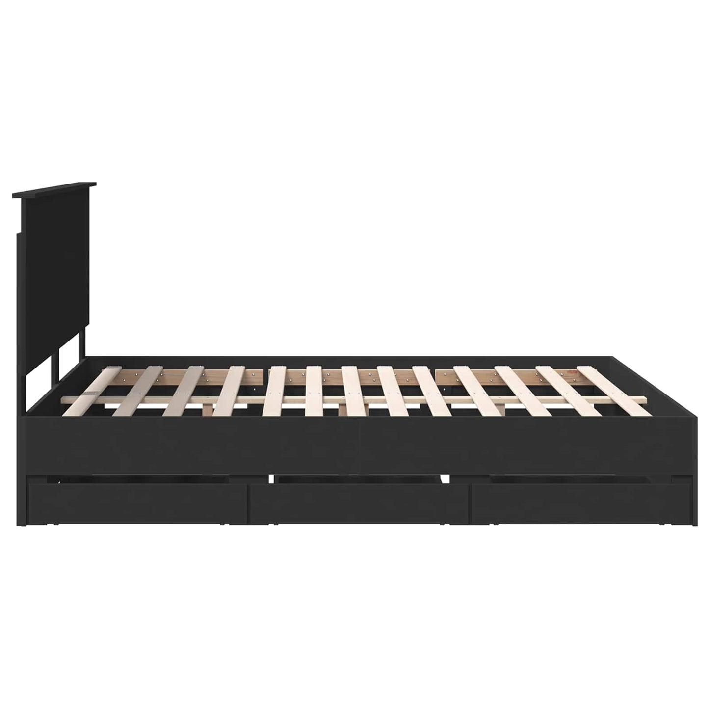 vidaXL Bed Frame with Drawer Black 160 x 200 cm Engineer Wood