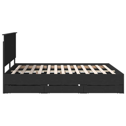 vidaXL Bed Frame with Drawer Black 160 x 200 cm Engineer Wood