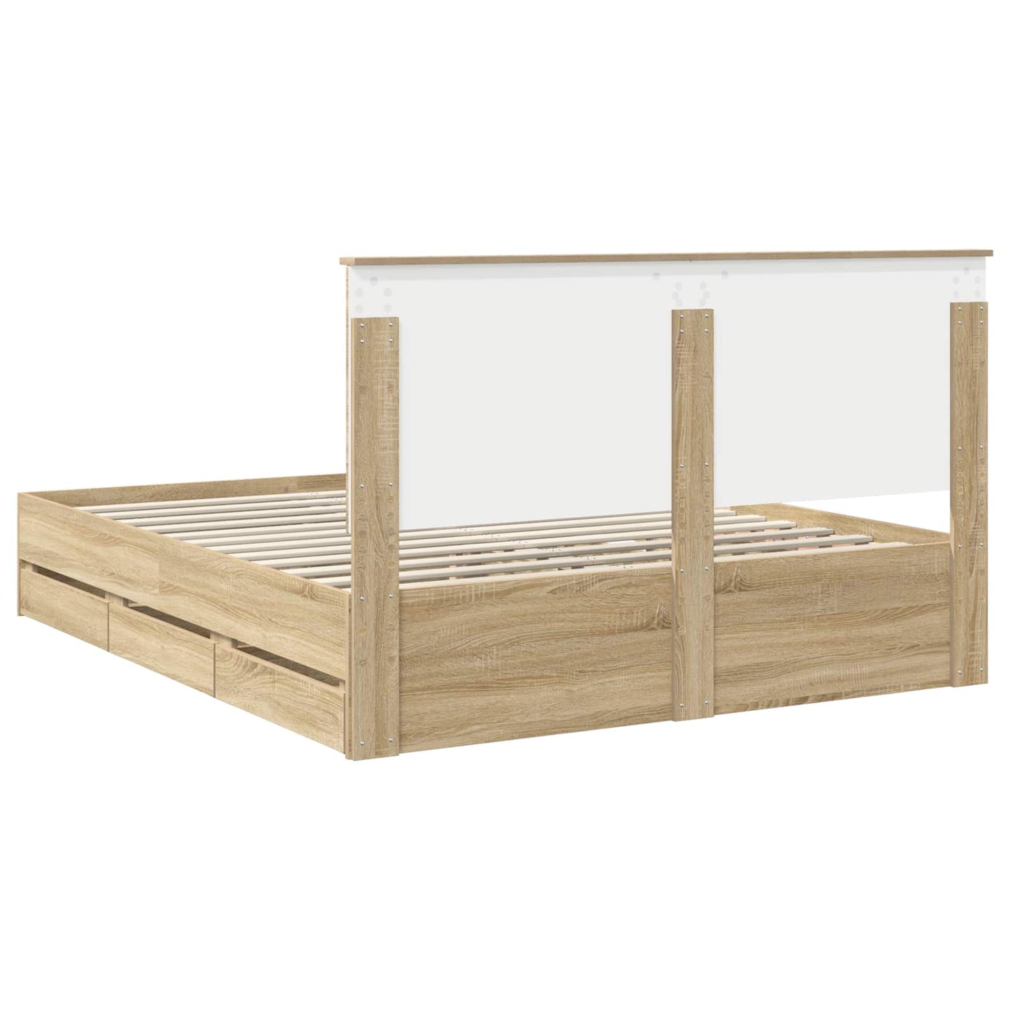 vidaXL Bed Frame with Drawer Sonoma Oak 160 x 200 cm Engineer Wood