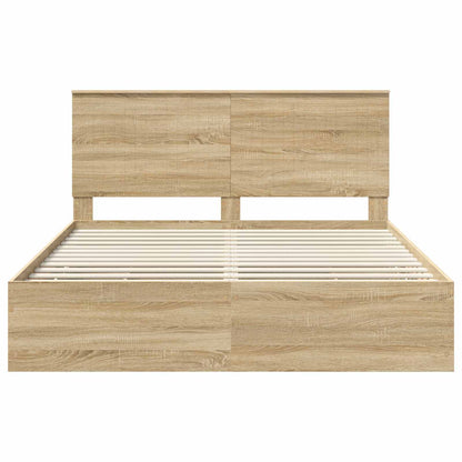 vidaXL Bed Frame with Drawer Sonoma Oak 160 x 200 cm Engineer Wood