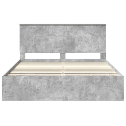 vidaXL Bed Frame with Drawer Concrete Grey 160 x 200 cm Engineer Wood