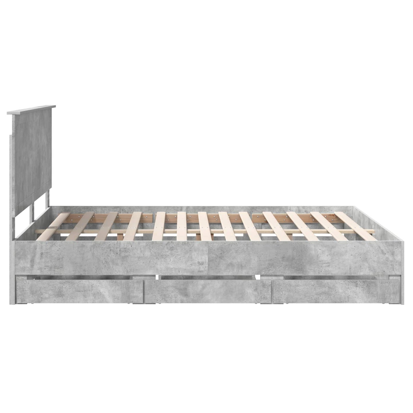 vidaXL Bed Frame with Drawer Concrete Grey 160 x 200 cm Engineer Wood