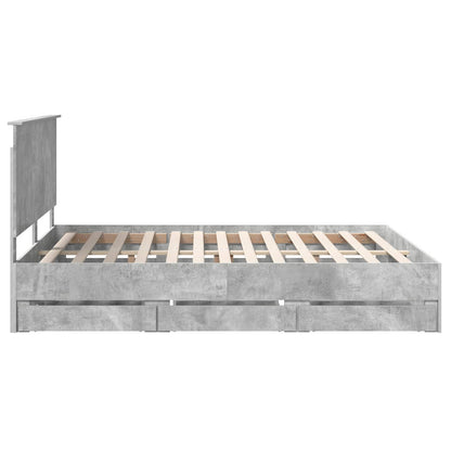vidaXL Bed Frame with Drawer Concrete Grey 160 x 200 cm Engineer Wood