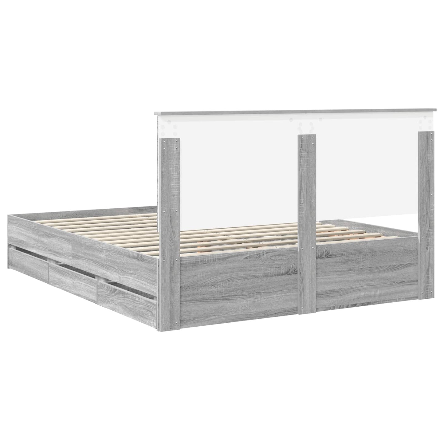 vidaXL Bed Frame with Drawer Grey Sonoma 160 x 200 cm Engineer Wood