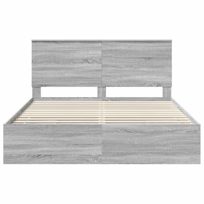 vidaXL Bed Frame with Drawer Grey Sonoma 160 x 200 cm Engineer Wood