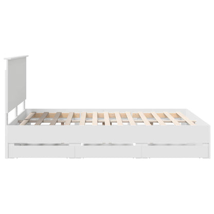 vidaXL Bed Frame with Drawer White 150 x 200 cm Engineer Wood