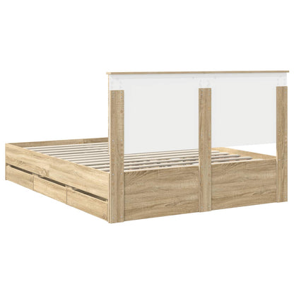 vidaXL Bed Frame with Drawer Sonoma Oak 150 x 200 cm Engineer Wood