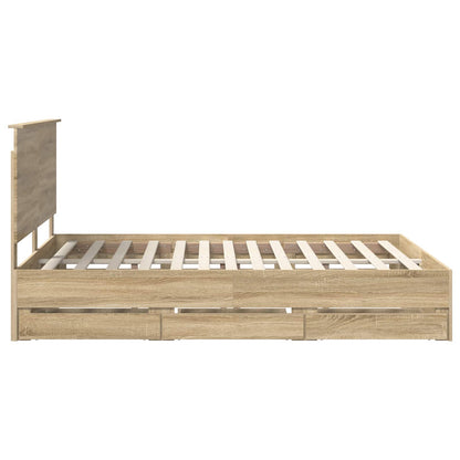vidaXL Bed Frame with Drawer Sonoma Oak 150 x 200 cm Engineer Wood