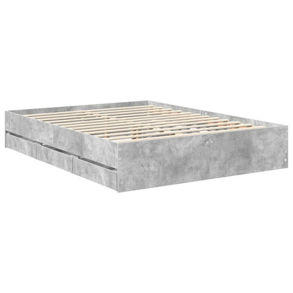 vidaXL Bed Frame with Drawer Concrete Grey 150 x 200 cm Engineer Wood