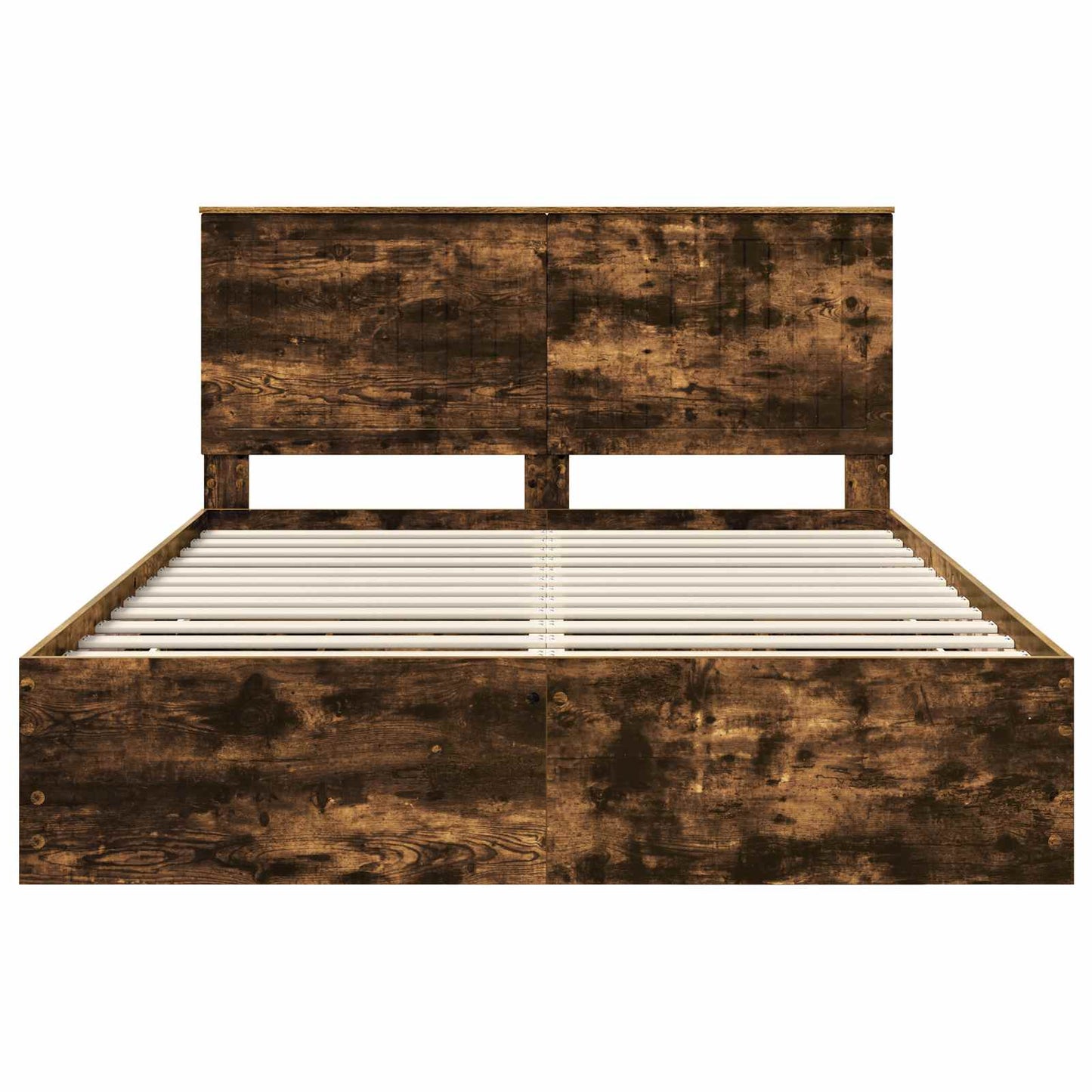 vidaXL Bed Frame with Drawer Smoked Oak 150 x 200 cm Engineer Wood