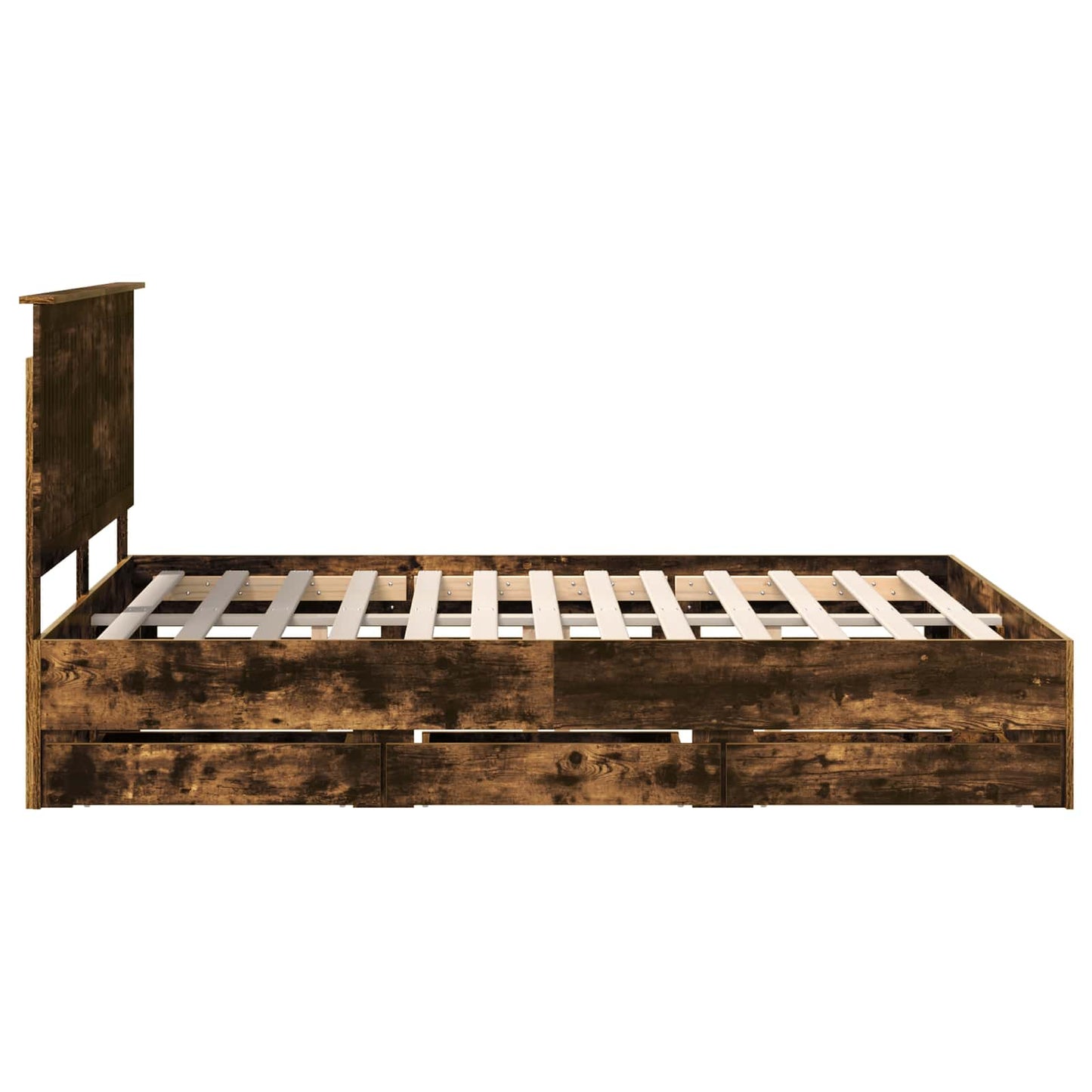 vidaXL Bed Frame with Drawer Smoked Oak 150 x 200 cm Engineer Wood
