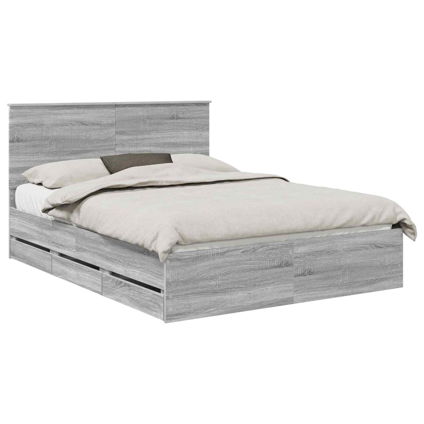 vidaXL Bed Frame with Drawer Grey Sonoma 150 x 200 cm Engineer Wood