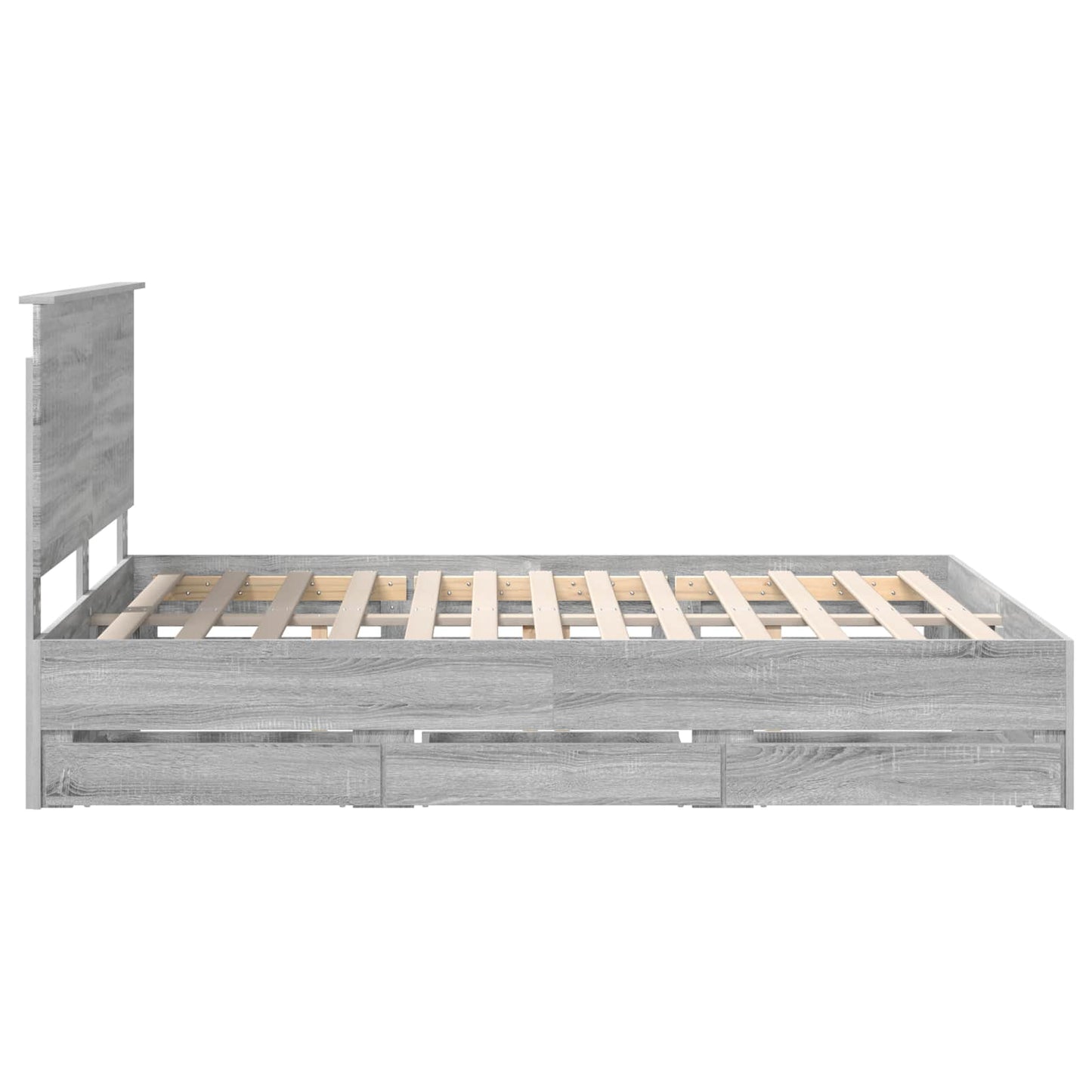 vidaXL Bed Frame with Drawer Grey Sonoma 150 x 200 cm Engineer Wood