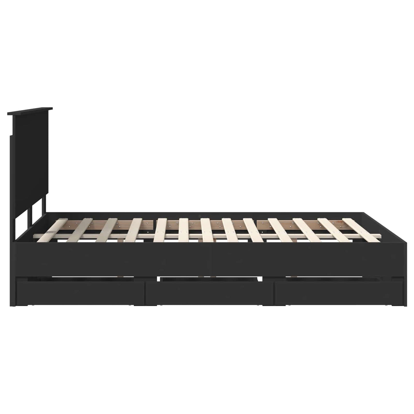 vidaXL Bed Frame with Drawer Black 140 x 200 cm Engineer Wood